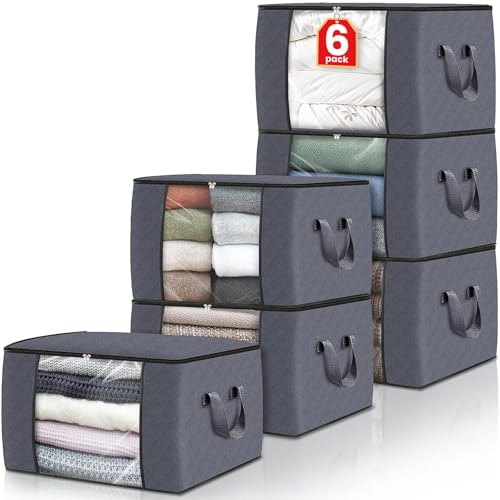 6 Pack Foldable Clothes Storage Bags with Handles