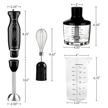 OVENTE 300W Immersion Hand Blender Set with Whisk