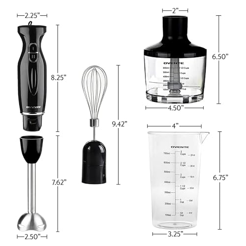 OVENTE 300W Immersion Hand Blender Set with Whisk