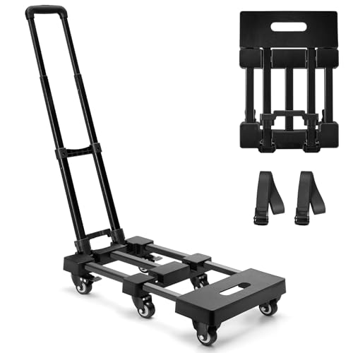 Folding Hand Truck, 6-Wheel Heavy Duty Collapsible Dolly