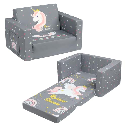 2-in-1 Kids Convertible Sofa Chair Toddler Lounger (Pink Too!)