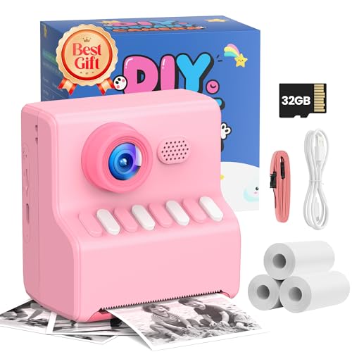 Instant Print Kids Camera 1080P HD with 32GB Card
