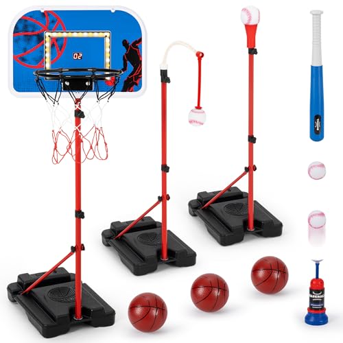 5 in 1 Kids Basketball and T Ball Set