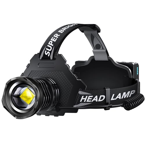 Rechargeable LED Headlamp, Super Bright Waterproof Zoomable