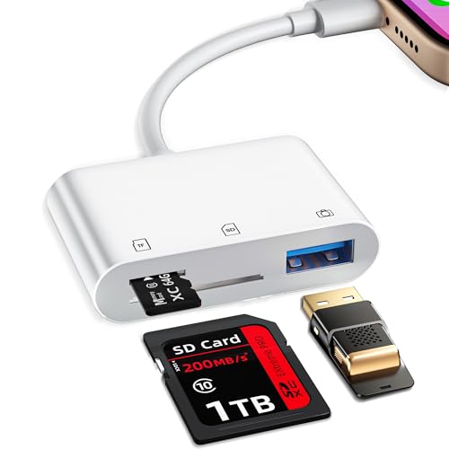 Lightning SD Card Reader for iPhone, SD TF Adapter