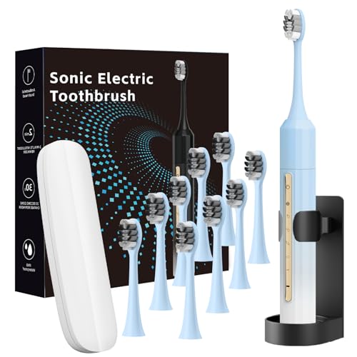 Electric Sonic Toothbrush Rechargeable with 10 Brush Heads