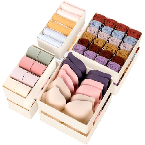 8 Pack Drawer Organizer Dividers for Socks and Underwear