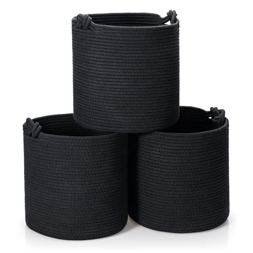 3 Pack Woven Cotton Storage Bins 11x11x11 Inch
