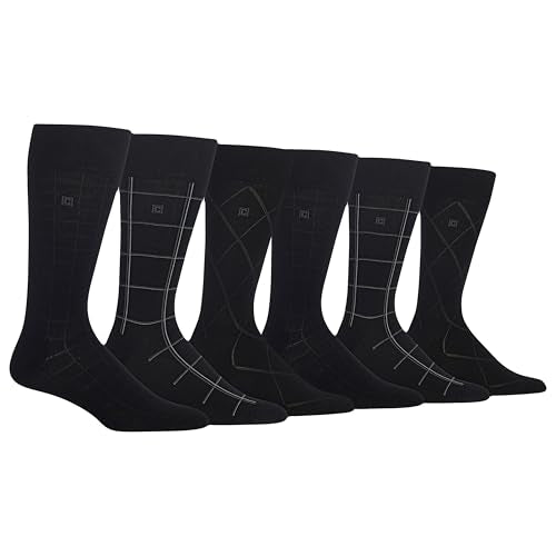 6 Pack Men's Dress Crew Socks Patterned & Solid