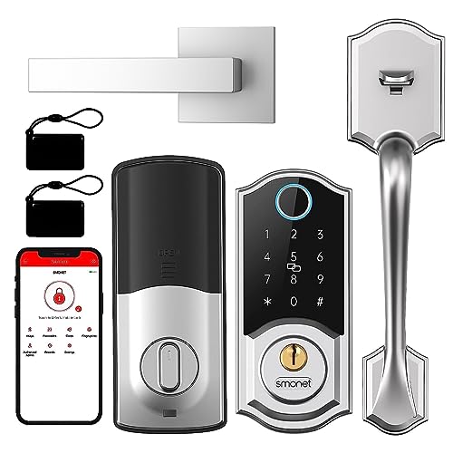 Keyless Fingerprint Door Lock Set with Handle, Bluetooth