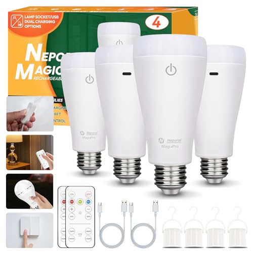 4 Pack Rechargeable LED Light Bulbs with Remote