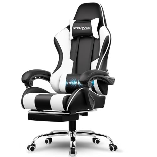 Gaming Chair with Footrest Lumbar Support Adjustable Height