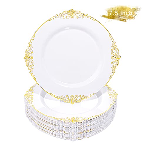 50 Pack Disposable Plastic Dessert Plates 7.5 Inch