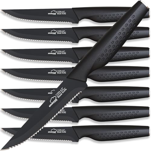 8 Piece Steak Knives Set, Serrated Stainless Steel