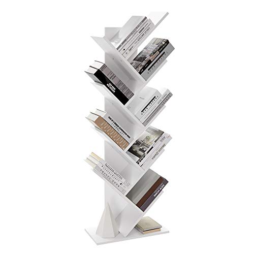 9-Tier Tree Bookshelf Space-Saving Corner Bookcase Shelf