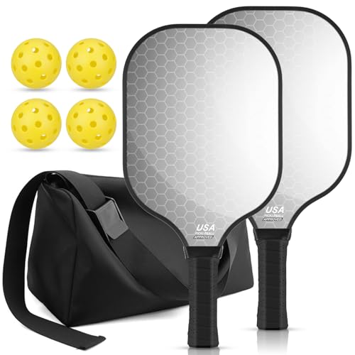 2 Pack Carbon Fiber Pickleball Paddles Set Lightweight