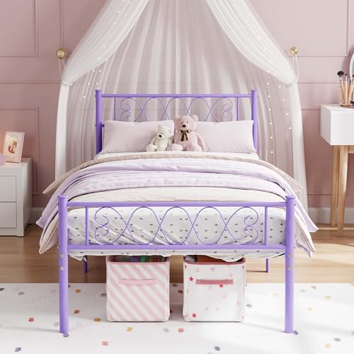 Twin Metal Bed Frame with Headboard and Storage