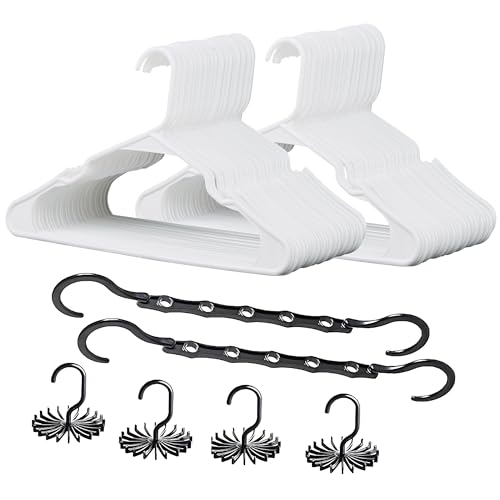 50 Pack Plastic Clothes Hangers with Shoulder Grooves