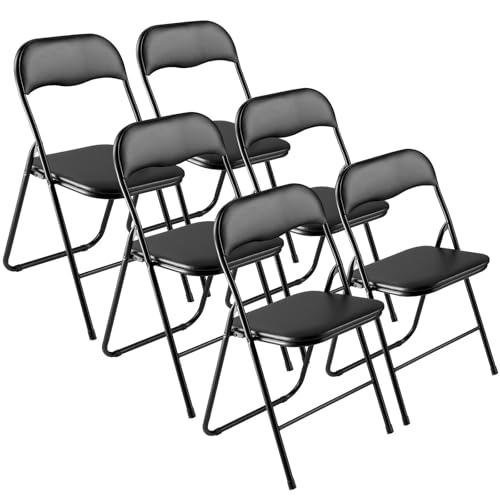 6 Pack Folding Padded Chairs, Metal Frame, Stackable