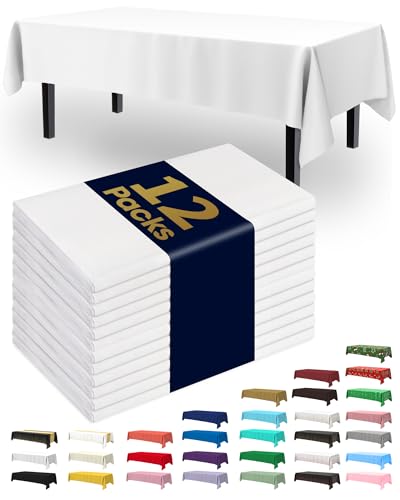 12 Pack Disposable Plastic Tablecloths 54 x 108 Inch