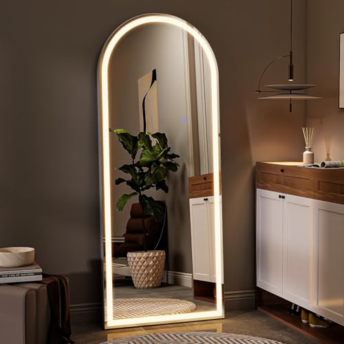 LED Full Length Arched Mirror with Dimmable Lights