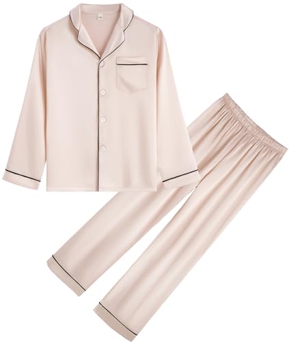 Kids Silky Satin Pajama Set Button-Up Sleepwear