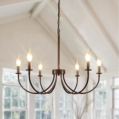 6-Light Farmhouse Chandelier Rustic Dining Room Fixture