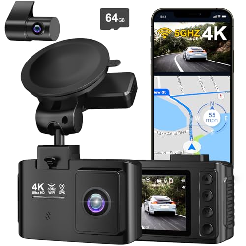 4K Front and Rear Dash Cam with GPS WiFi