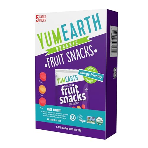 5 Pack YumEarth Organic Vegan Fruit Snacks, Allergy Friendly