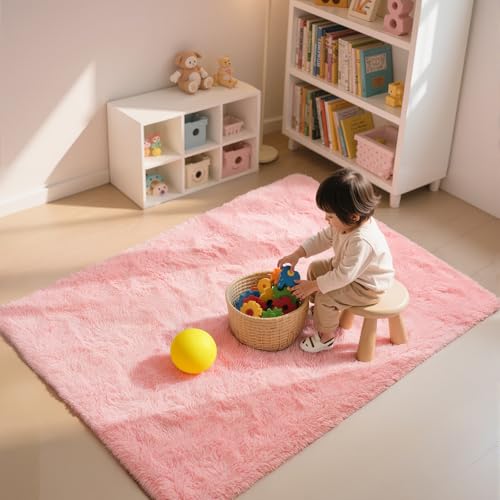 Fluffy Shag Area Rug 3x5 Washable for Bedroom