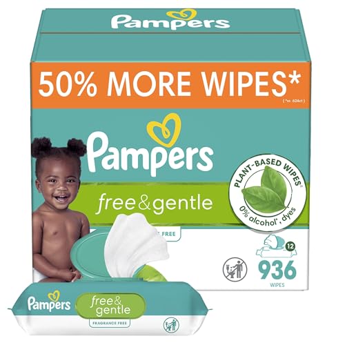 12 Pack Pampers Baby Wipes, Hypoallergenic, Unscented