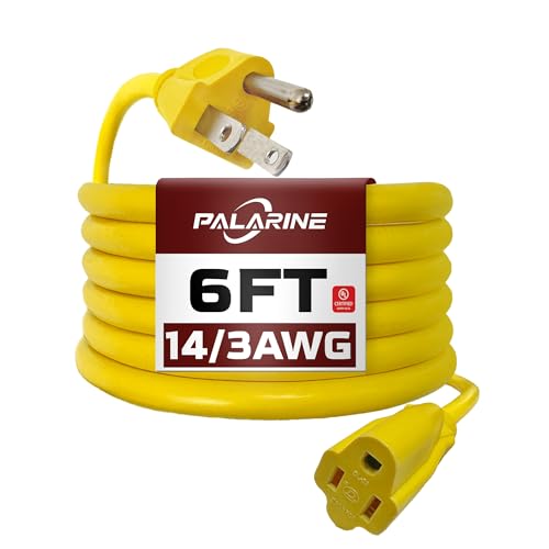 6ft Outdoor Extension Cord Waterproof Heavy Duty 14/3