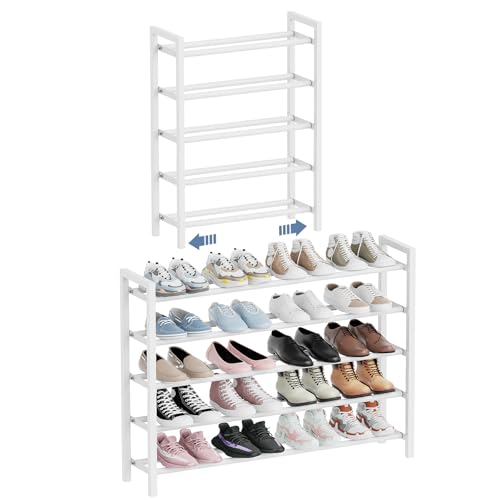 Expandable 5-Tier Adjustable Shoe Rack Organizer Entryway