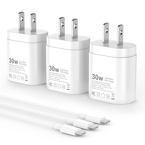 3 Pack 30W USB C Fast Charger with 6ft Charging Cable