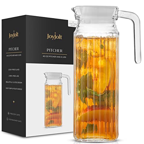 40oz Glass Pitcher with Lid, Water and Juice Carafe