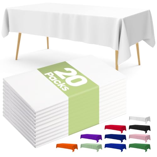 20 Pack Disposable Plastic Tablecloths 54 x 108 Inch