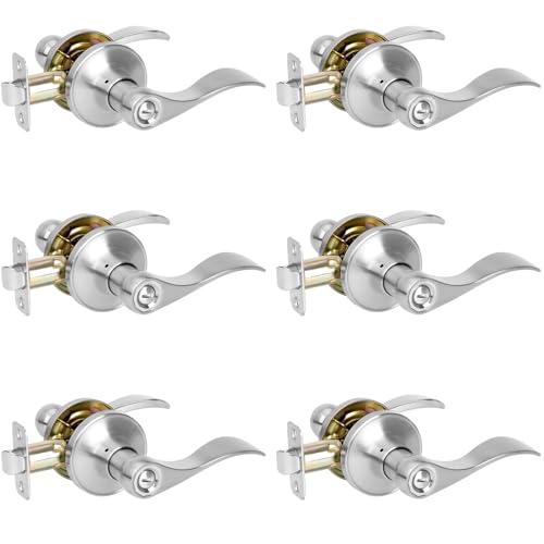 6 Pack Privacy Door Levers for Bedroom Bathroom
