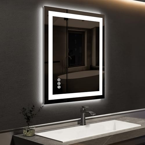 LED Bathroom Mirror 28x20 Inch Backlit Anti-Fog Dimmable