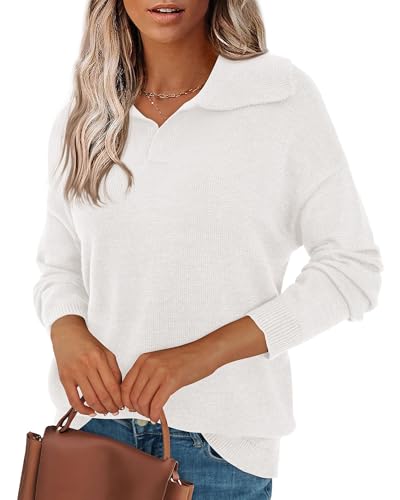 Women's V Neck Knit Long Sleeve Sweater Pullover (4 Colors)
