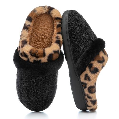 Fuzzy Memory Foam Slippers for Women Indoor Outdoor