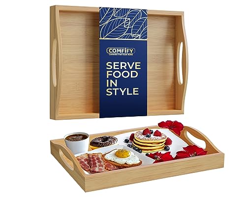 Bamboo Serving Tray for Ottoman, Food, or Decor