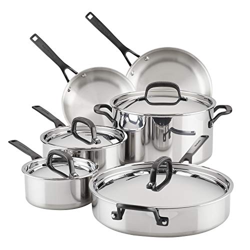 KitchenAid 10 Piece 5-Ply Stainless Steel Cookware Set