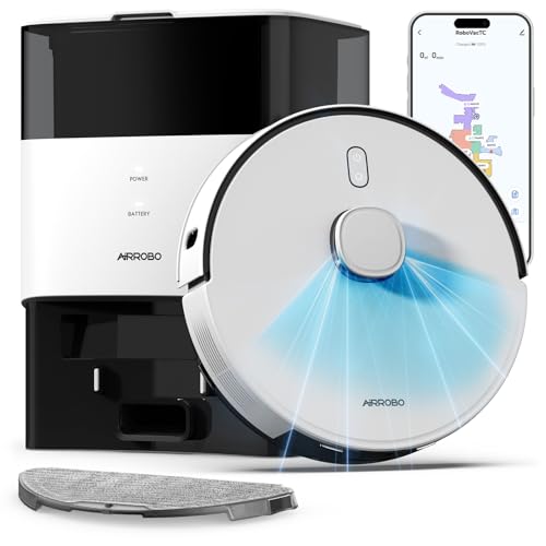 Robot Vacuum and Mop, Self-Emptying, 6000PA Suction