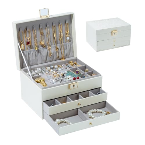 3 Layer PU Leather Jewelry Box Organizer for Women