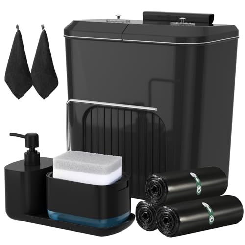 Hanging Trash Can with Lid, Bathroom Accessories Set