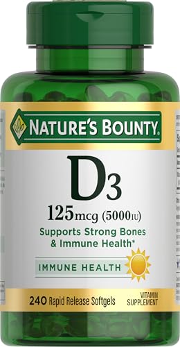 240 Softgels Nature's Bounty Vitamin D3 5000 IU Supplement
