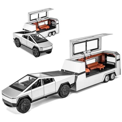 Metal Pickup Truck Toy with Motorcycle and Trailer