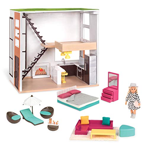 Mini Dollhouse Playset with 6-Inch Doll & Furniture