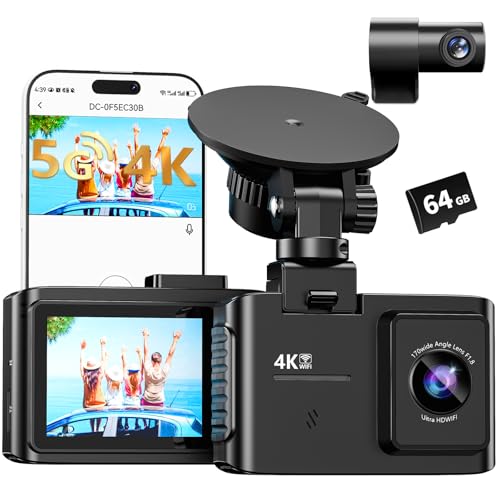 4K Dual Dash Cam Front and Rear with WiFi