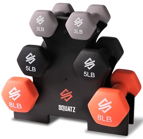 3 Pair Dumbbell Weights Set with Stand, 32lbs